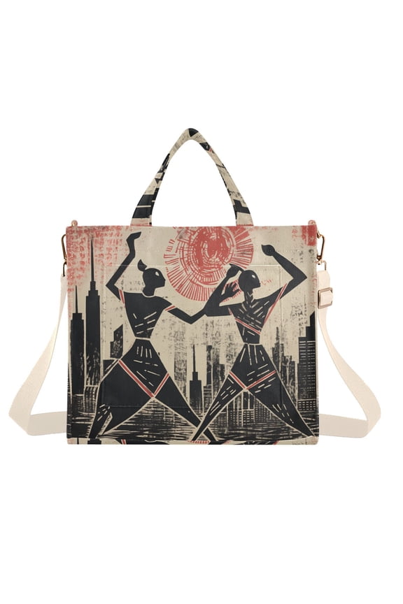 Indian Sun Houses Corduroy Tote Bag Handbag Large Messenger Bag Shoulder Crossbody Zipper Bag Purse