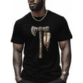 thumbnail image 1 of Indian Tomahawk Feather Men's T Shirts T-Shirt for Men Crew Neck Tees Cotton Tops, Black, S, 1 of 7