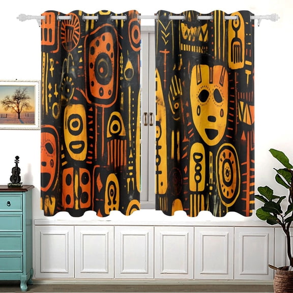 Indian Totem 5455 Inch Black Out Curtains 2 Packs Aesthetic for Bedroom Living Room Sliding Glass Doors Kitchen Windows