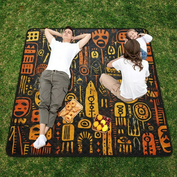 Indian Totem Beach Blanket Outdoor Picnic Blanket 78"x 78" Waterproof Foldable for Beach Camping Travel Hiking Grass Lawn Park