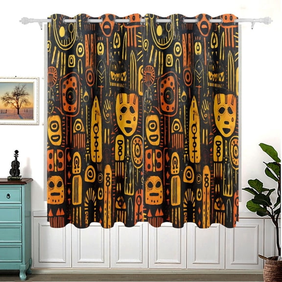 Indian Totem Blackout Curtain Panels 63x55in Drapes Privacy Assured for Living room Bedroom Bathroom 2 panels set