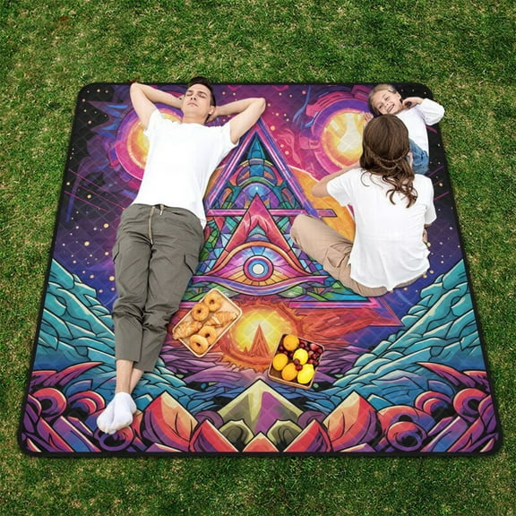 Indian Totem Colorful Beach Blanket Outdoor Picnic Blanket 78"x 78" Waterproof Foldable for Beach Camping Travel Hiking Grass Lawn Park