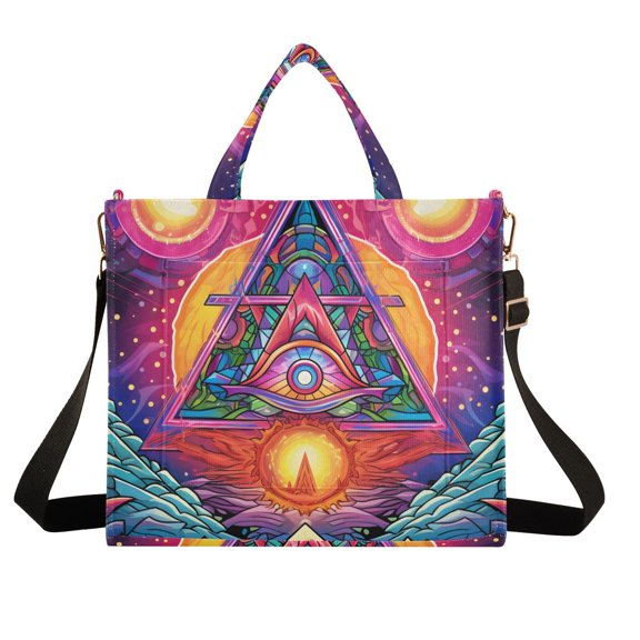 Indian Totem Colorful Corduroy Tote Bag Handbag Large Messenger Bag Shoulder Crossbody Zipper Bag Purse
