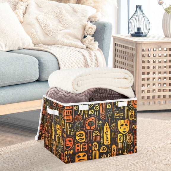 Indian Totem Storage Basket Foldable Laundry Basket Shelf Kids Toy Storage Container Organizer with Handles