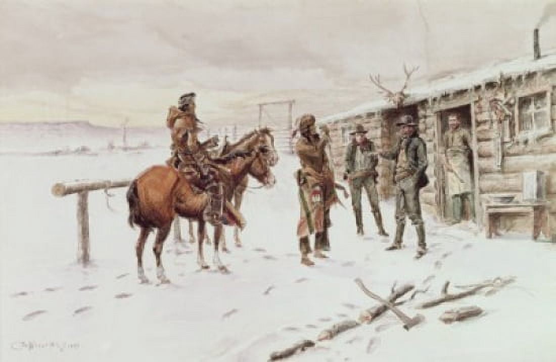 Indian Trading Post Charles Marion Russell (1865-1926 American) Canvas Art - Charles Marion Russell (18 x 24)