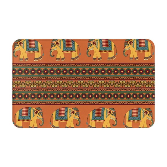 Indian Traditional Elephant Ethnic Front Door Mat Doormat Non Slip Bath Mats 20x31.5 Inch Bathroom Rug Entryway Carpet