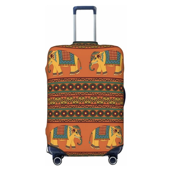 Indian Traditional Elephant Ethnic Luggage Cover Elastic Stretch Travel Suitcase Protector Anti-Scratch 25"-28"