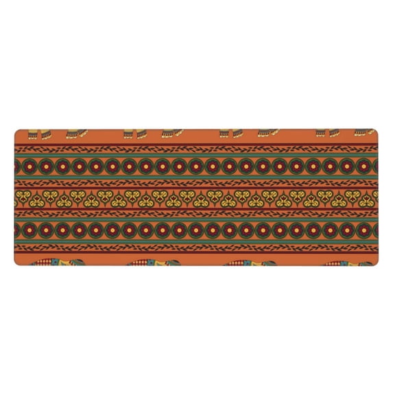 Indian Traditional Elephant Ethnic Mouse Pad Extended Large Gaming Mousepad Non-Slip Rubber Big Keyboard Desk Mat 31.5 X 11.8 Inch
