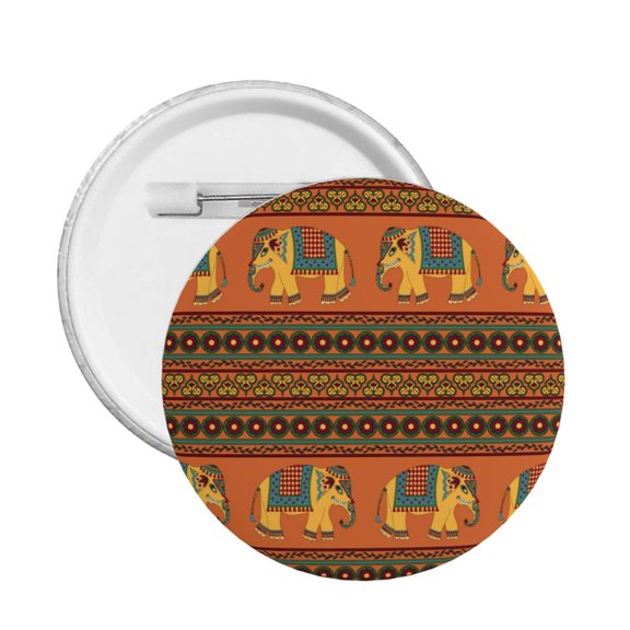 Indian Traditional Elephant Ethnic Round Button Pin Badge 5PCS Pinback Buttons Lapel Pin for Jacket, Backpack, Hat, Party Favor, Gift
