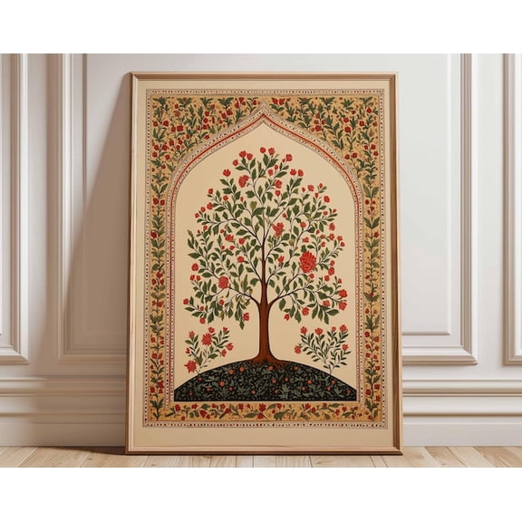 Indian Tree Of Life Wall Art Print, Unframed Paper Poster 8x10in