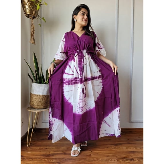 Indian Trendz Women's Oversized Multicolor Cotton caftan nightdress