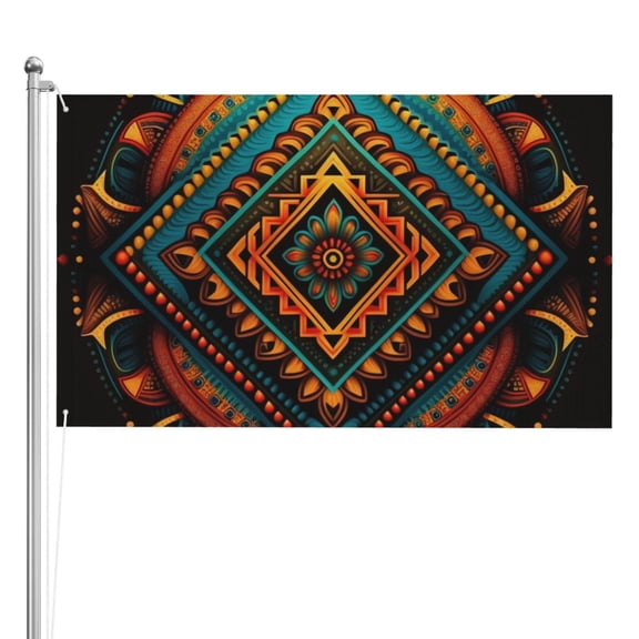 Indian Tribal Ethnic Native Double Sided Flag 3x5FT Reversible Garden Flag Outdoor Decor for House, Porch, Lawn, Yard, Indoor Wall, Party Decoration