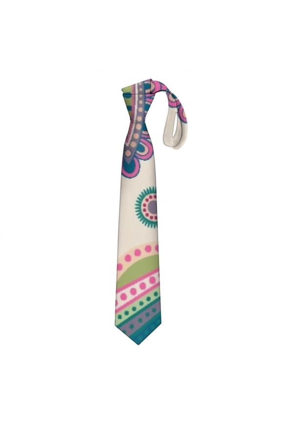 Indian Tribal Paisley Tie - Retro Bohemian Satin Necktie for Men, Wrinkle-Resistant & Sophisticated