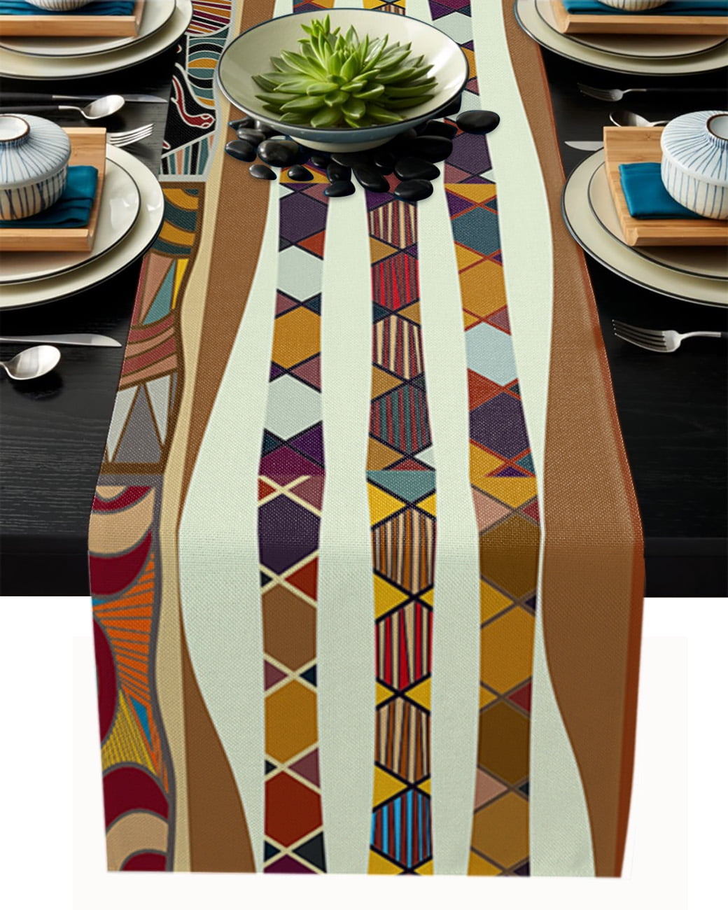 Indian Tribal Style Jacquard Earth Color Table Runner ration Home r