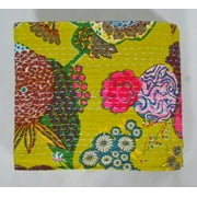 Indian Twin Size Hand Block Floral Print Quilt Cotton Kantha Quilts Handmade Quilt Kantha Throw Kantha Blanket Bedspread Throw Quilt Cotton Bedspread