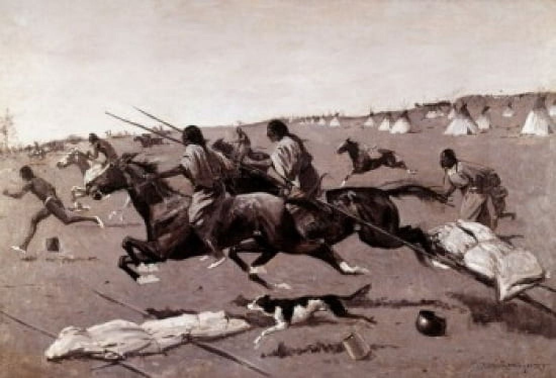 Indian Village Routed Geronimo Fleeing from Camp Frederic Remington (1861-1909 American) Canvas Art - Frederic Remington (18 x 24)