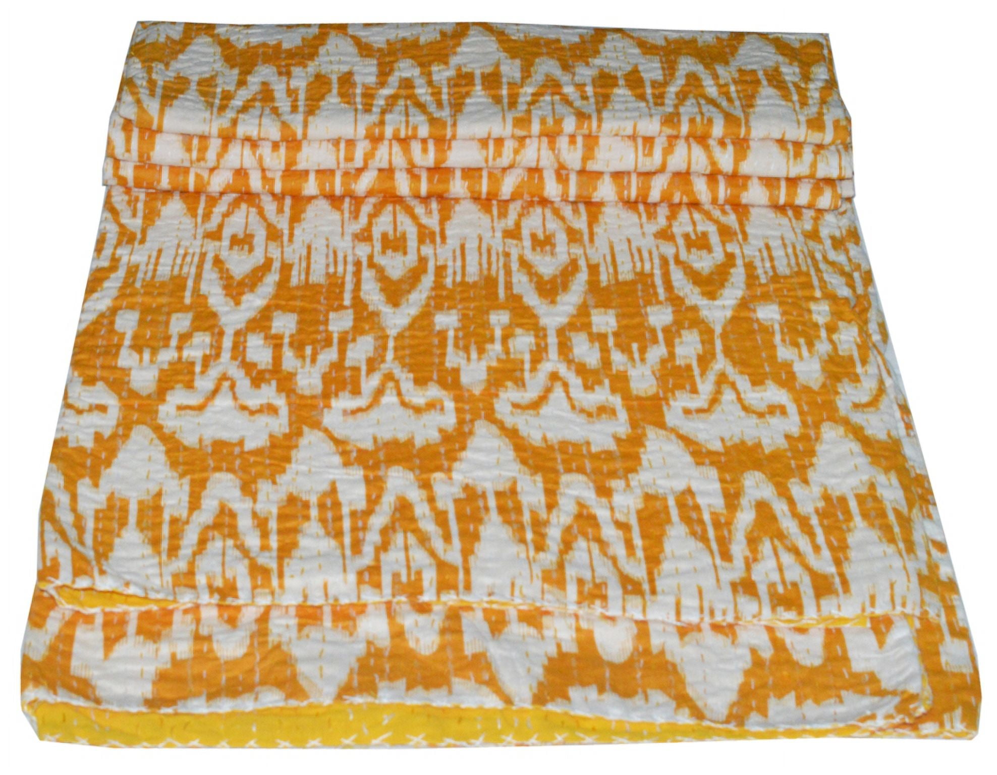 Manglam arts Queen Size Patchwork Zijde Kantha Quilt 90X108 Inch Zijde Dekbedovertrek Indian Zijde Patola Quilt Gooi Deken Door