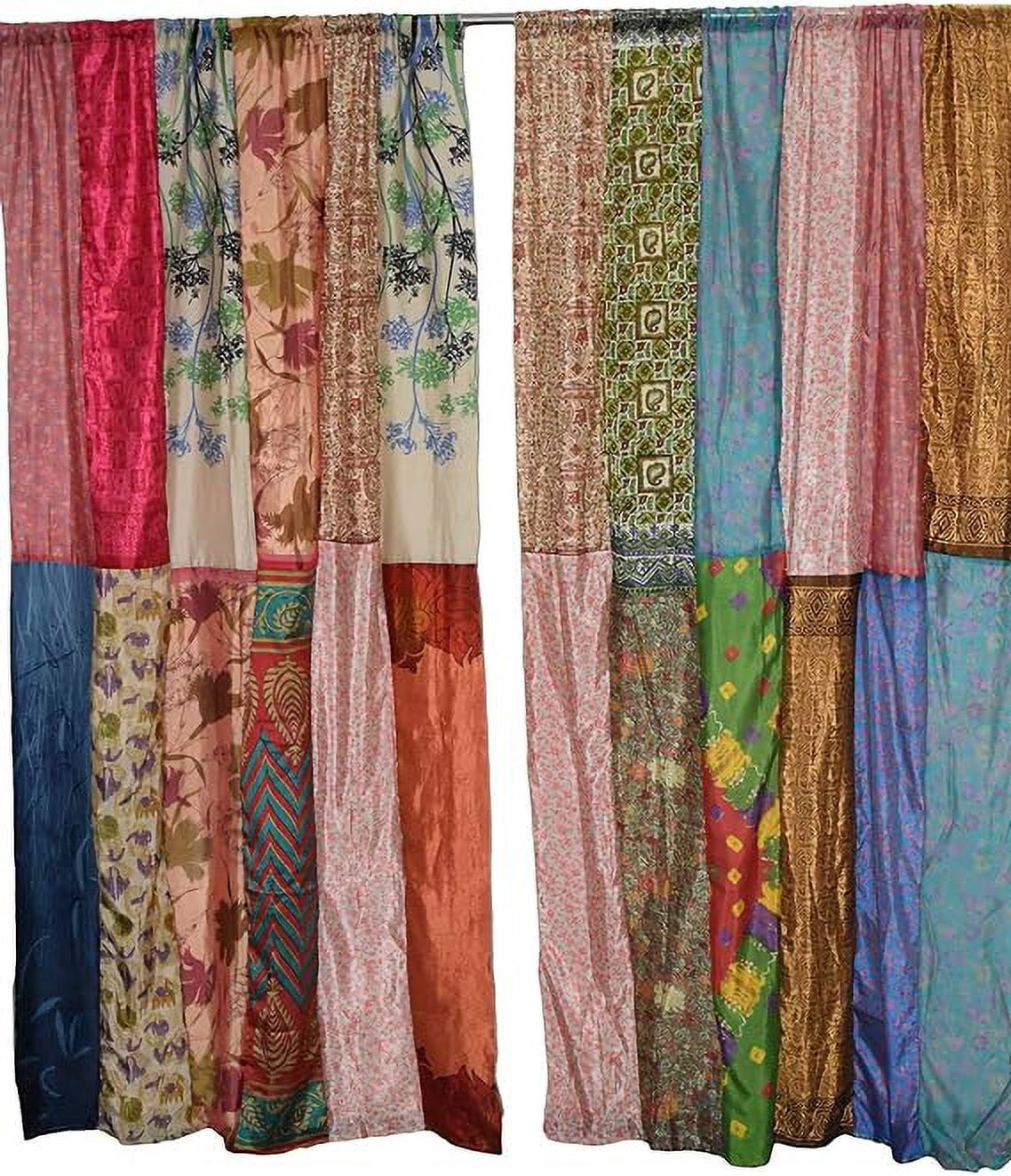 Indian Vintage Sari Multi Color Patchwork Recycle Curtains and Drapes ...