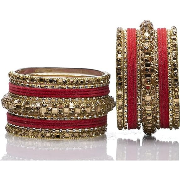Indian Wedding Bangle Set – Traditional Bridal Bangles for Women, Lightweight Gajri Pink Jewellery, Bridesmaid Gift, Size 2.10
