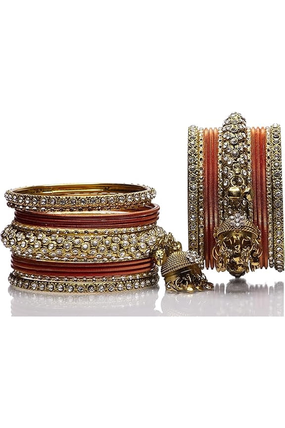 Indian Wedding Bangle Set Traditional Bridal Bangles for Women, Lightweight Orange Jewelry Bangles 2.6 Size, Perfect Bridesmaid Gift
