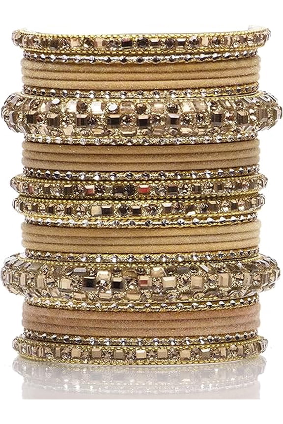 Indian Wedding Bangle Set Traditional Golden Bridal Bangles for Women, Lightweight Jewellery, Bridesmaid Gift, Size 2.10