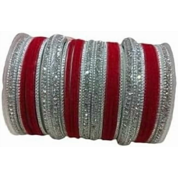Indian Wedding Bangles Set, Bridal Bangles, Traditional Bangle Set For Women, Lightweight jewllery Bangles Bridesmaid Gift (Red, 2.6(Medium))