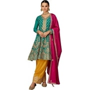 Indian Wedding Wear Anarkali Pant Suits Pakistani Designer Salwar Kameez Suits  Sky Blue, M - 40