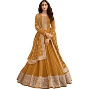 Indian Wedding Wear Designer Anarkali Gown Suits Pakistani Shalwar Kameez Dress ( Yellow, S - 38 )