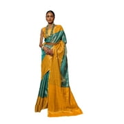 Indian Wedding sangeet Zari base handloom weaving Silk woman saree blouse sari 7324