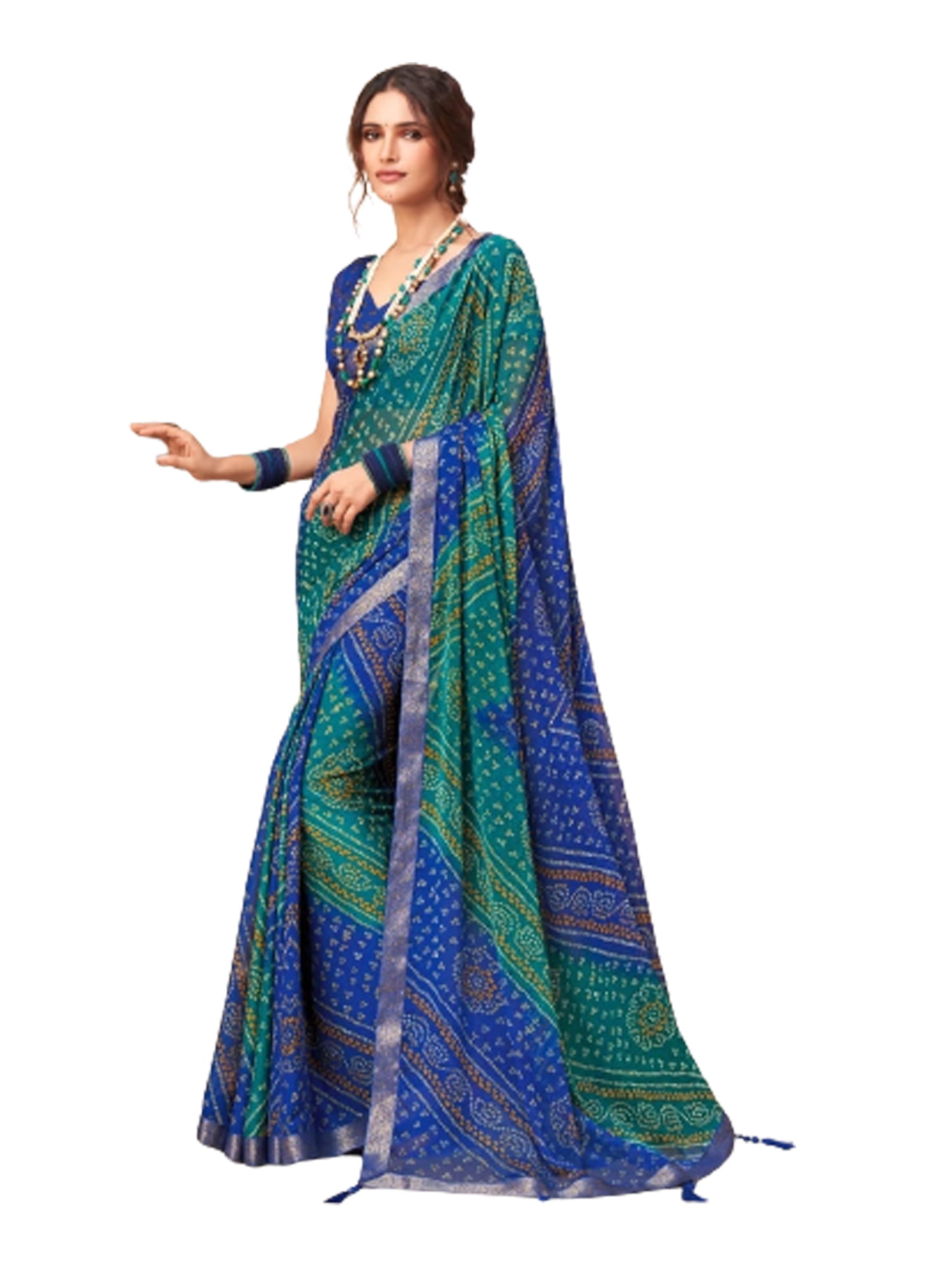 Floral Printed Blue Art Silk Saree & Blouse 4176SR04