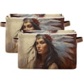 thumbnail image 1 of Indian Woman Portrait Foldable Storage Basket for Shelves, Collapsible Sturdy Storage Bin with Handles, Canvas Storage Cube for Organizing Closet 2PC Home Decor, 1 of 7