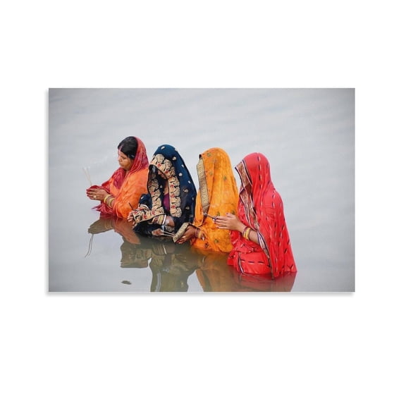 Indian Women Print Photo Art Painting Canvas Poster Home Decorative Bedroom Modern Decor Posters Gifts 12x18inch(30x45cm)