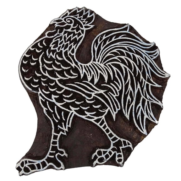 Indian Wood Stamps Cock Stamp Handcarved Printing Block Textile Stamp