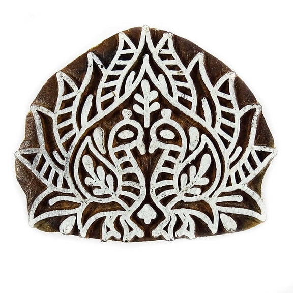 Indian Wooden Peacock Stamps Wood Block Stamp Handcarved Printing Block
