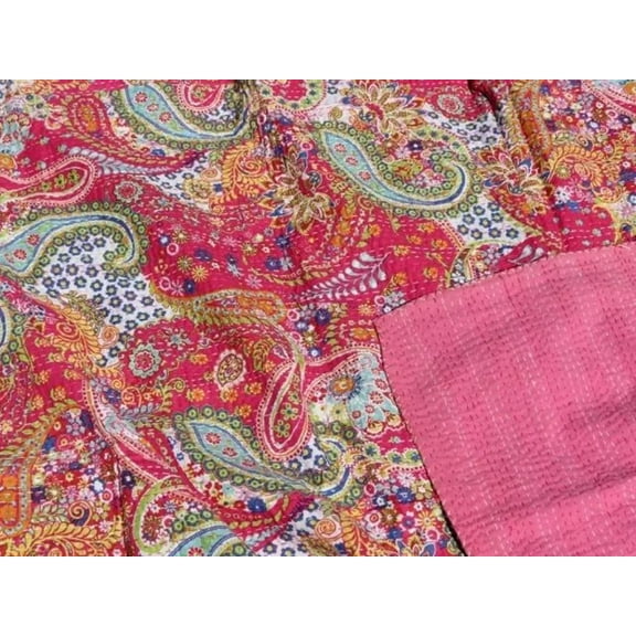 Indian kantha quilt bedspread handmade bed cover bedding throw blanket