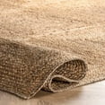 thumbnail image 1 of Indian natural Beige Scandinavian rug. Pattern Hemp Jute Rug. Ivory&Beige Rug. Handwoven Rug. 100% Natural Rug, 1 of 5