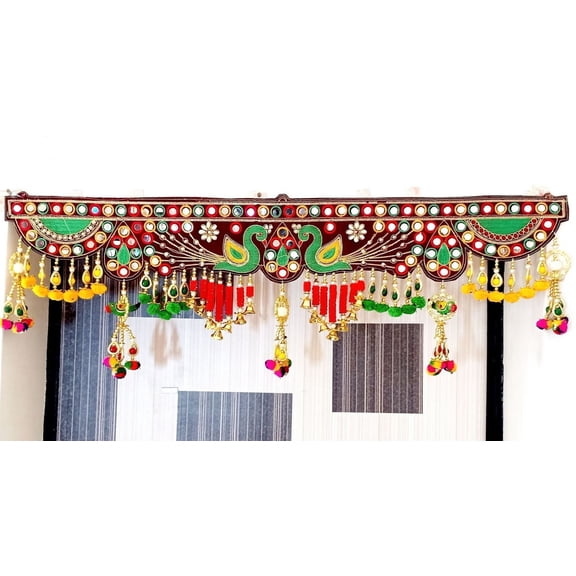 Indian store01 Handmade Peacock Floral Door Toran, Multicolor, 3 ft