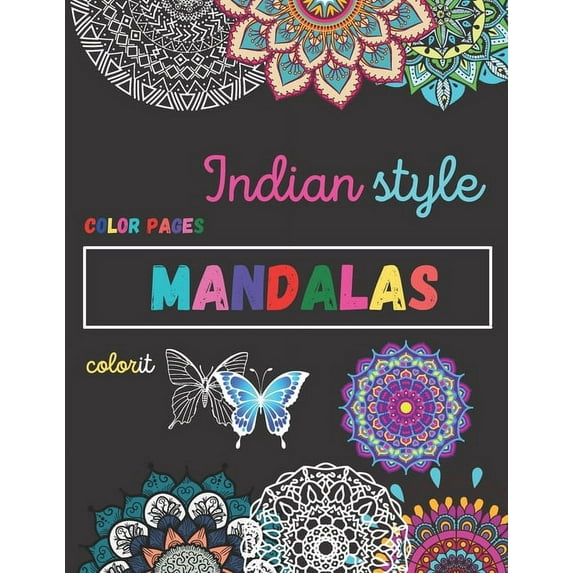 Indian style mandala coloring book: 100 pages adult coloring book with indian mandalas style (Paperback)