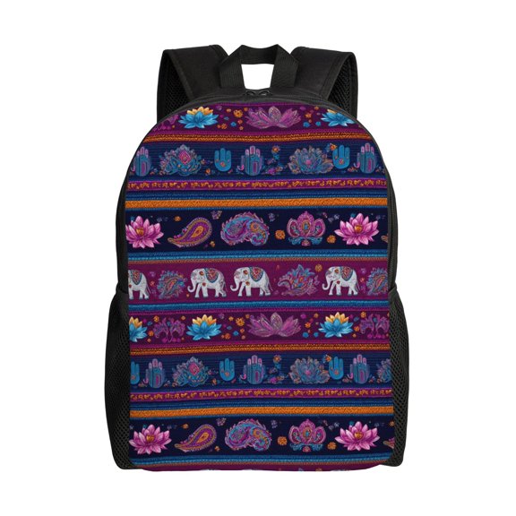 Indian-themed pattern Backpack with 15 Inch Laptop Compartment,Water-Resistant Daypack, Large Capacity Backpack with Adjustable Breathable Shoulder Straps for Daily Use Travel Gym