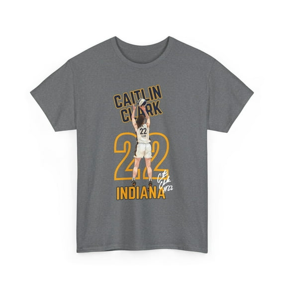 Indiana Caitlin Clark #22 Logo Shot Cartoon Basketball Unisex Cotton Tee-KWBCC22074W