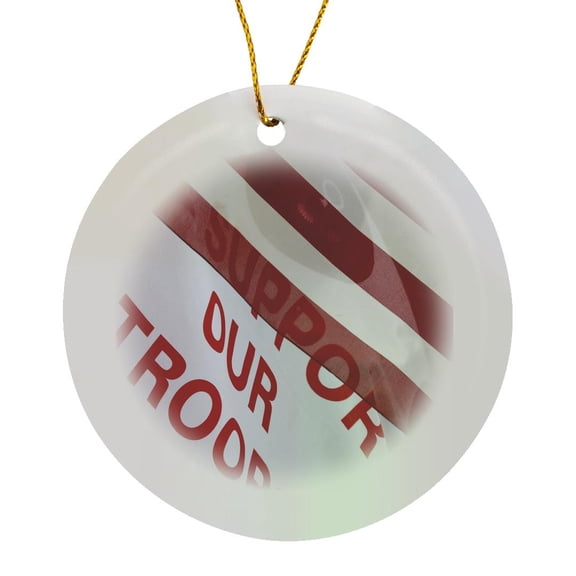 3drose, Indiana, Carmel, Support Our Troops, American Flag - Us15 Bja0050 - Jaynes Gallery, Circle Porcelain Ornament