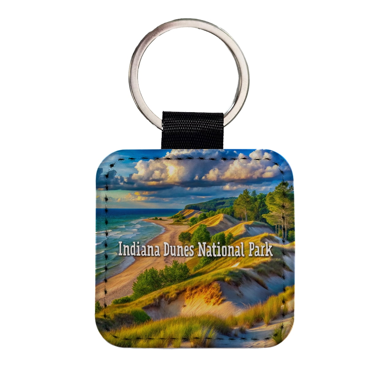 Indiana Dunes National Park Indiana Faux Leather Square Keychain ...