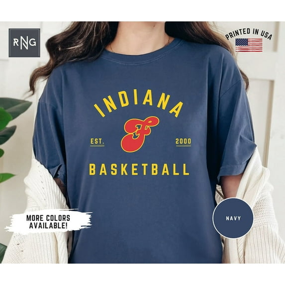 Indiana EST 2000 Women's Basketball Comfort Colors T-Shirt, Fever Basketball Shirt, Indiana Sports Apparel,Navy color,size M