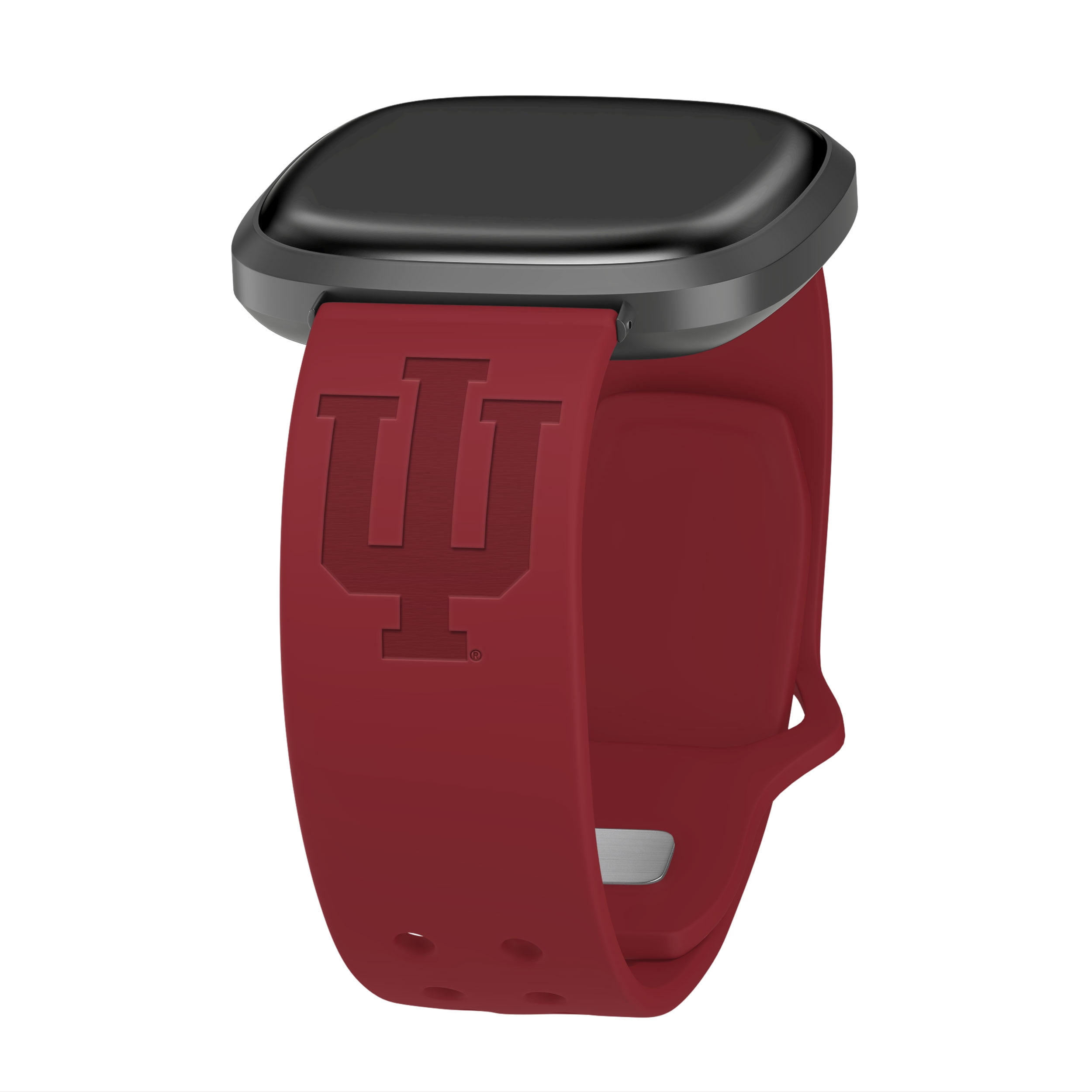 Indiana Engraved Silicone Unisex Watch Band for Fitbit Versa 3 and Sense (Crimson) by Affinity Bands