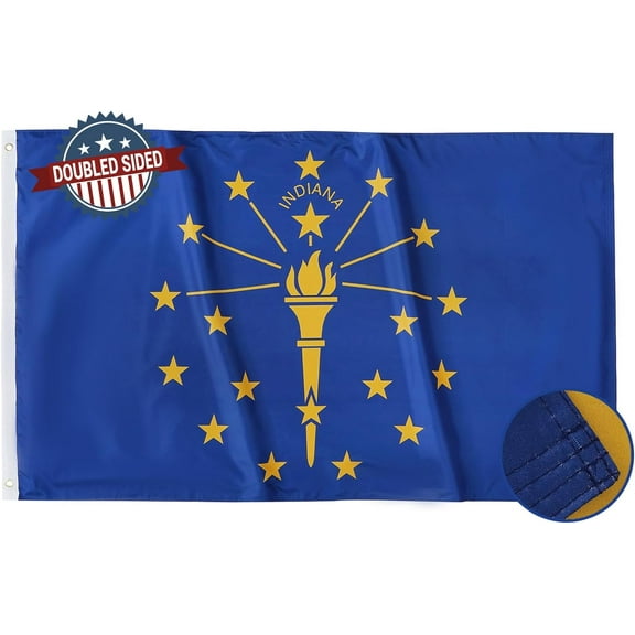 Indiana Flag 3x5 Double Sided IN State Flags 3Ply Heavy Duty Outdoor with Brass Grommets