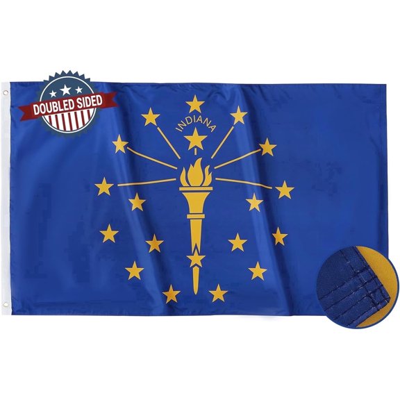 FLAGWIN Indiana Flag 3x5 Double Sided IN State Flags 3Ply Heavy Duty Outdoor with Brass Grommets