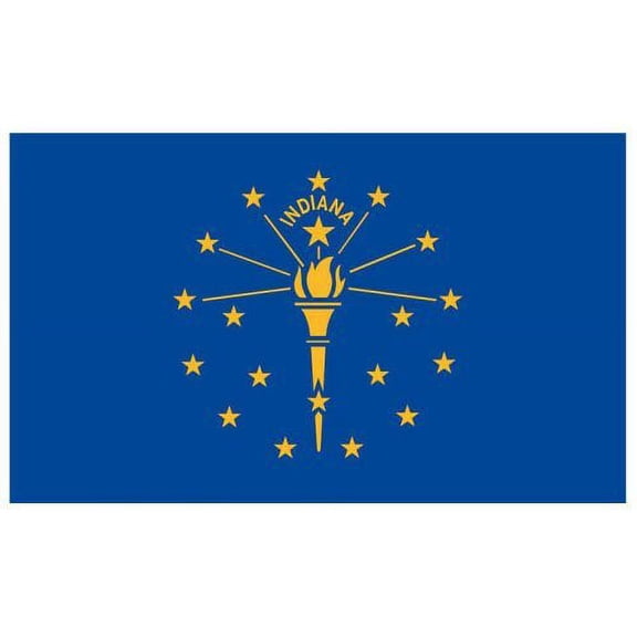 Valley Forge 3' x 5' Nylon Indiana Outdoor Flag,  Canvas Header, Heavy-Duty Brass Grommets