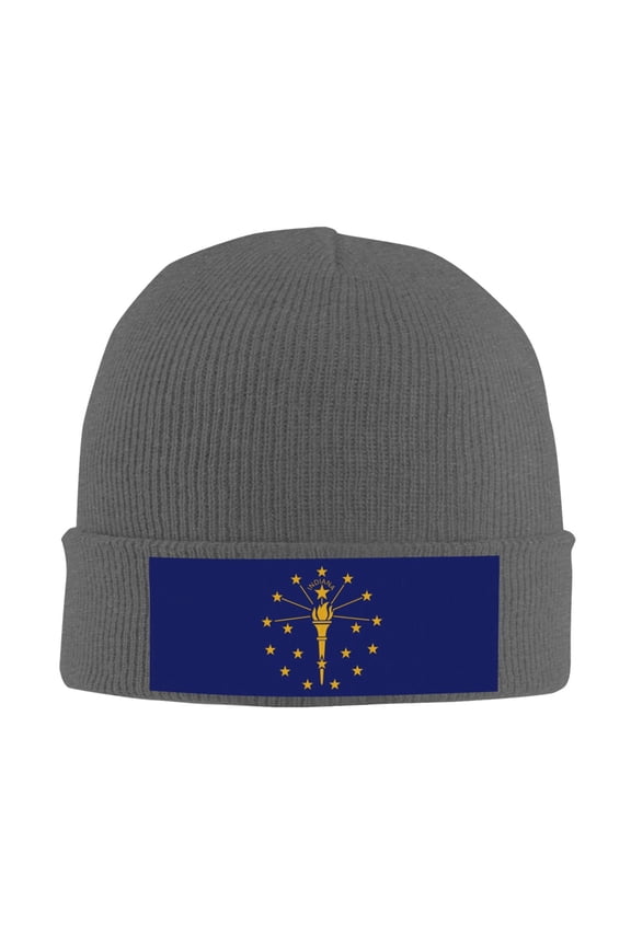 Indiana Flag Beanie Hat Men Women Warm Printed Cap Knit Beanies Hats Outdoor Winter Deep Heather