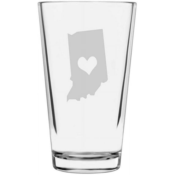 Indiana Heart States Etched 16oz Libbey Pint Glass