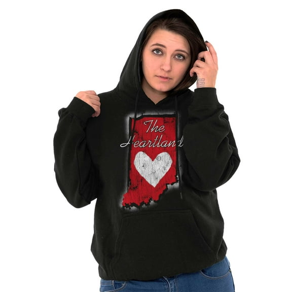 Indiana Heartland State Shape Cute IN Women Plus Size Graphic Pullover Hoodie Brisco Brands 2X